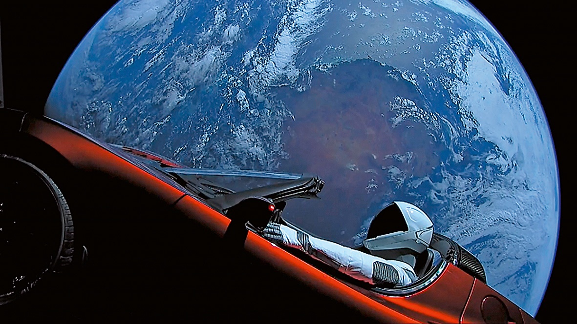 SpaceX mannequin in Elon Musk’s Tesla Roadster, 2018