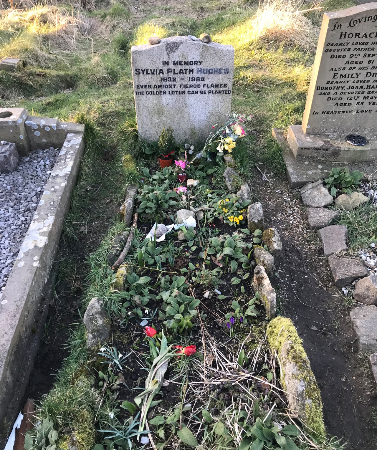 Sylvia Plath’s grave in Heptonstall, West Yorkshire