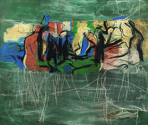 Rita Ackermann, “Splits in Chalk (print),” 2025