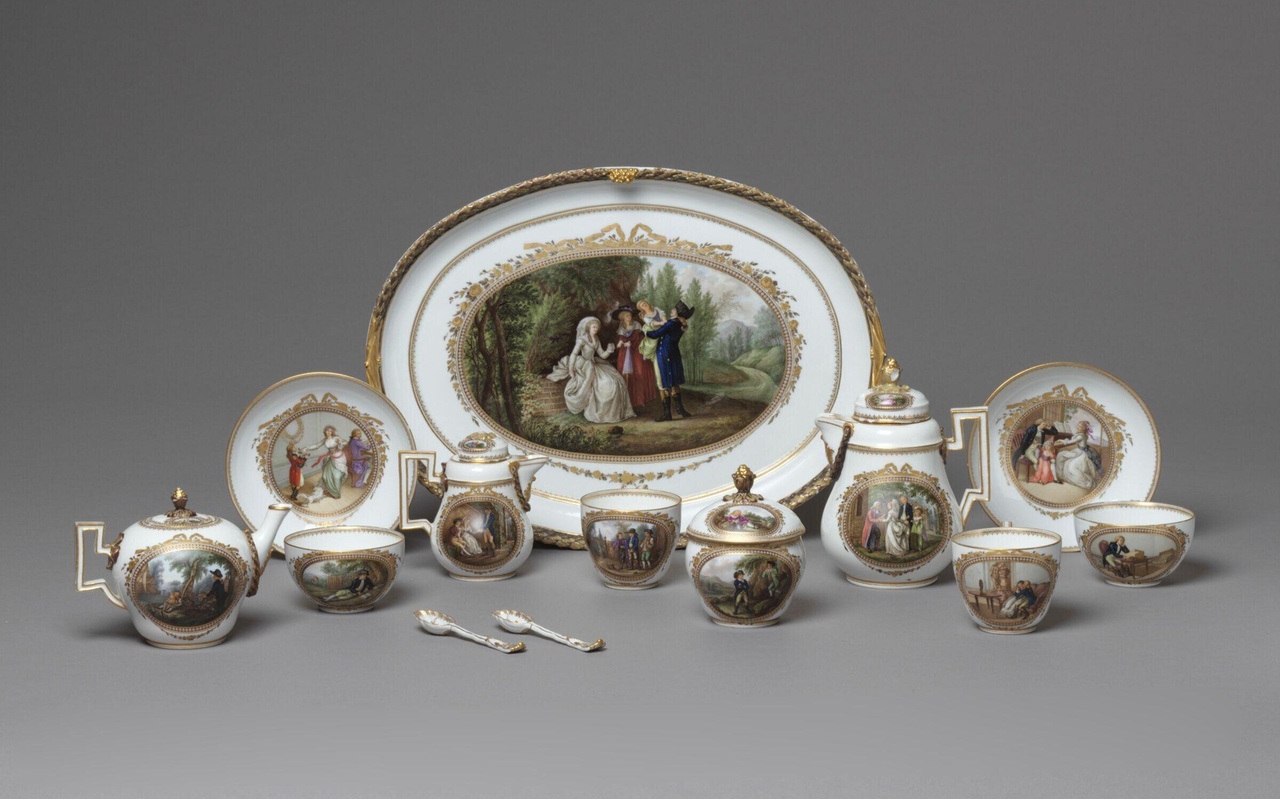 “The Sorrows of Young Werther” porcelain tea and coffee sets, ca. 1790